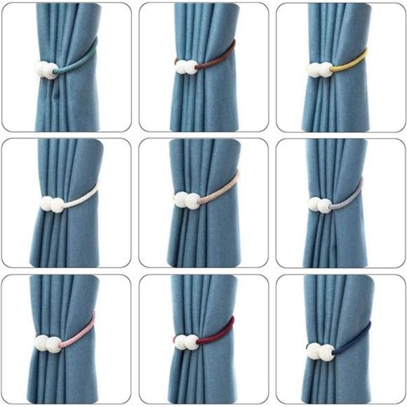 6 Pack Magnetic Curtain Tiebacks, Decorative Curtain Holdbacks for Window Décor - Picture 4 of 6